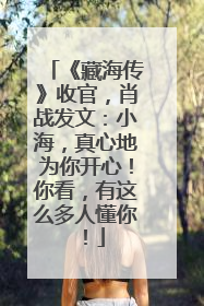 《藏海传》收官，肖战发文：小海，真心地为你开心！你看，有这么多人懂你！
