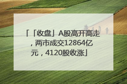 「收盘」A股高开高走，两市成交12864亿元，4120股收涨