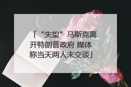 “失望”马斯克离开特朗普政府 媒体称当天两人未交谈