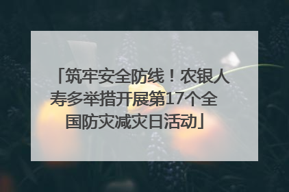 筑牢安全防线！农银人寿多举措开展第17个全国防灾减灾日活动