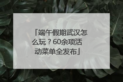 端午假期武汉怎么玩？60余项活动菜单全发布