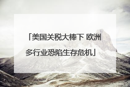 美国关税大棒下 欧洲多行业恐陷生存危机