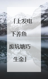 上发电下养鱼 废坑塘巧生金