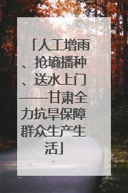 人工增雨、抢墒播种、送水上门——甘肃全力抗旱保障群众生产生活