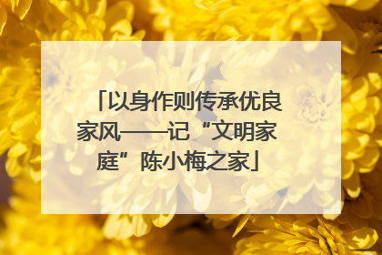 以身作则传承优良家风——记“文明家庭”陈小梅之家