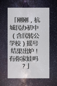 刚刚，杭城民办初中（含民转公学校）摇号结果出炉！有你家娃吗？