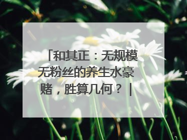 和其正：无规模无粉丝的养生水豪赌，胜算几何？｜品牌观察