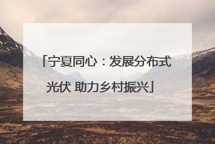 宁夏同心：发展分布式光伏 助力乡村振兴