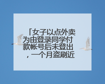 女子以点外卖为由登录同学付款帐号后未登出，一个月盗刷近9000元