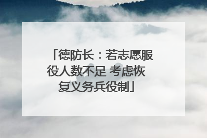 德防长：若志愿服役人数不足 考虑恢复义务兵役制
