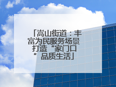 嵩山街道：丰富为民服务场景 打造“家门口”品质生活