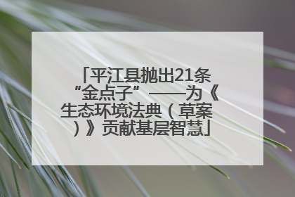 平江县抛出21条“金点子”——为《生态环境法典（草案）》贡献基层智慧