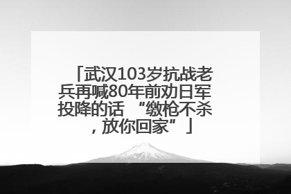 武汉103岁抗战老兵再喊80年前劝日军投降的话 “缴枪不杀，放你回家”