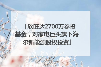 欣旺达2700万参投基金，对家电巨头旗下海尔新能源股权投资