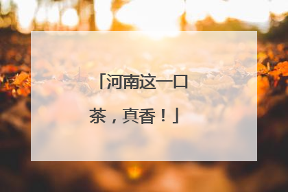 河南这一口茶，真香！