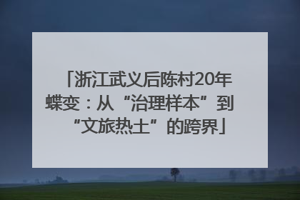 浙江武义后陈村20年蝶变：从“治理样本”到“文旅热土”的跨界