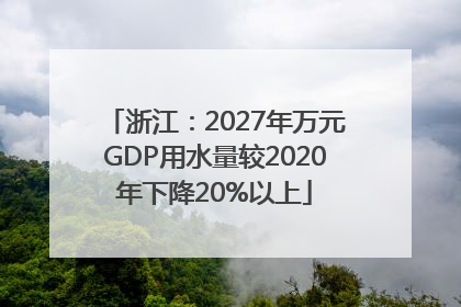 浙江：2027年万元GDP用水量较2020年下降20%以上