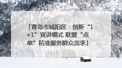 青岛市城阳区：创新“1+1”宣讲模式 联盟“点单”精准服务群众需求