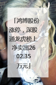 鸿博股份涨停，深股通龙虎榜上净卖出2602.35万元