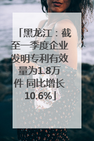 黑龙江：截至一季度企业发明专利有效量为1.8万件 同比增长10.6%