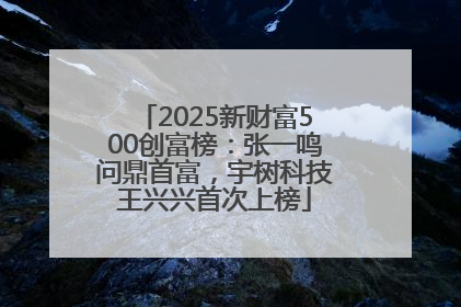 2025新财富500创富榜：张一鸣问鼎首富，宇树科技王兴兴首次上榜